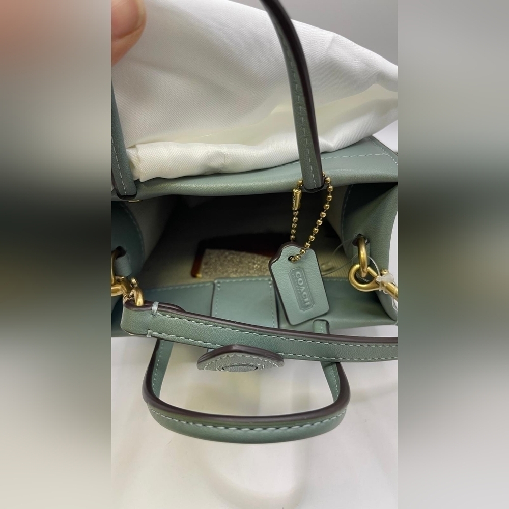 Coach Mini Cashin Tote NWOT crossbody bag purse blue/light blue/sage - Picture 3 of 6